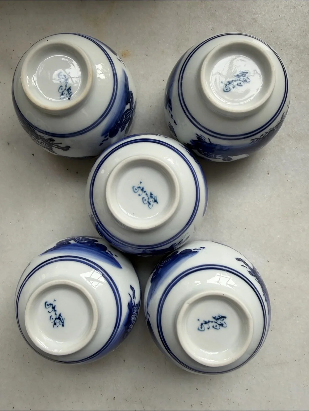 Vintage Blue & White Japanese Teacups